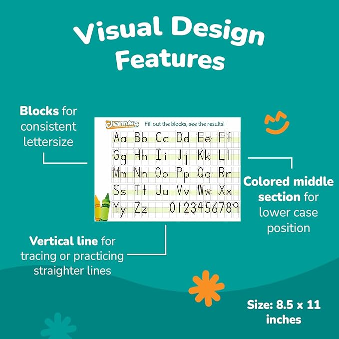 Channie's Visual Handwriting Workbooks 2 Pak! for 1st - 3rd grades 80 pages 8 x 11.5 Quick Improvement with visual guidance