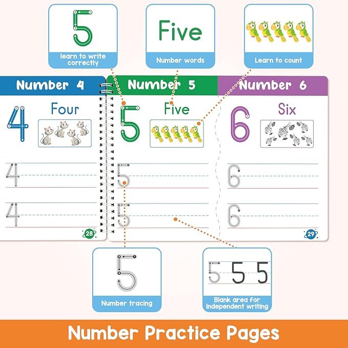 Preschool Learning Activities Educational Workbook, Learn to Write Alphabet Practice Book, Tracing Letter Number Colors Shapes Autism Learning Materials, Great for Kindergarten Preschool Classroom.