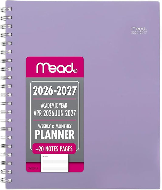 Mead Planner 2026-2027 Weekly & Monthly Academic 15-Month April-June, 8.5" x 11", Lilac (CAW62019)