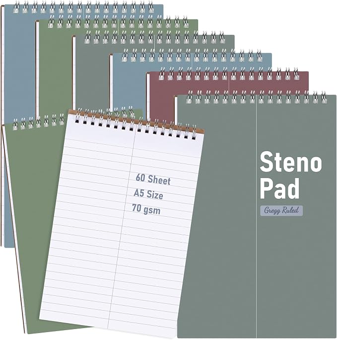 Eaasty 6 Pack Spiral Steno Pads Bulk Top Spiral Steno Notebooks