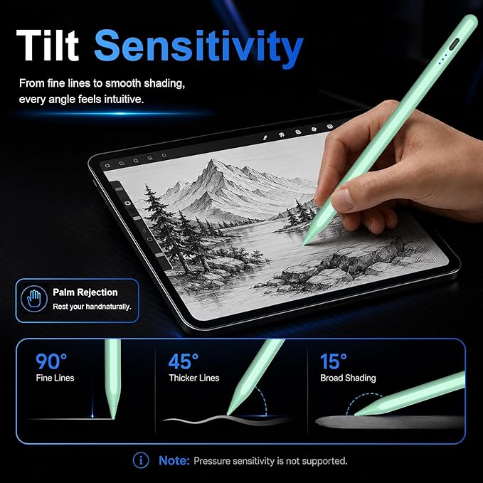 HATOKU Stylus Pen for iPad 2018-2026, 15 Mins Fast Charging Pencil 1st Gen with Tilt & Palm Rejection Digital Pens Stylus Pens for iPad 6-11, Air 3/4/5/M2/M3, Mini 5/6/7, Pro 11"/12.9"/M4 M5 (Green)