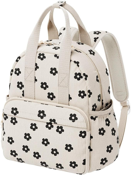 Corduroy Toddler Backpack for Preschool Boys Girls Ages 2-4 | 12 Inch Water-Resistant Small Kids Backpack for School & Travel, Lightweight Daycare Bookbag(Medium,Black Floral)
