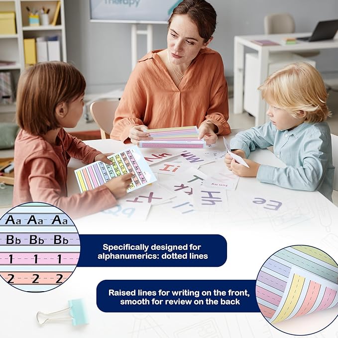 3 Pack 8.5"×11" Raised Lined Writing Paper Pad for Practice 0.65" Spacing Tactile Handwriting Paper Letter Size Multi-Color Write Beginner Paper for Kids ADHD Dysgraphia Kindergarten 30 Sheets/Pad