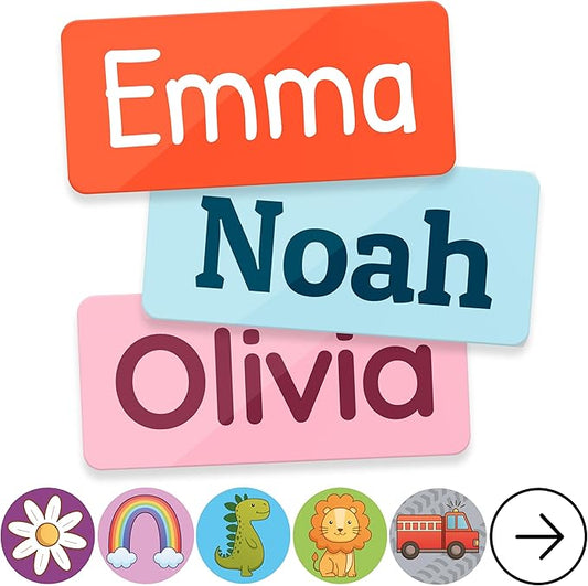 TagBuddy® Personalized Daycare Name Labels for Kids [140pcs] - Waterproof Name Stickers for School, Baby Bottles & Clothing - Custom Name Stickers - Washable Stick On Labels (1.2”x0.5”)