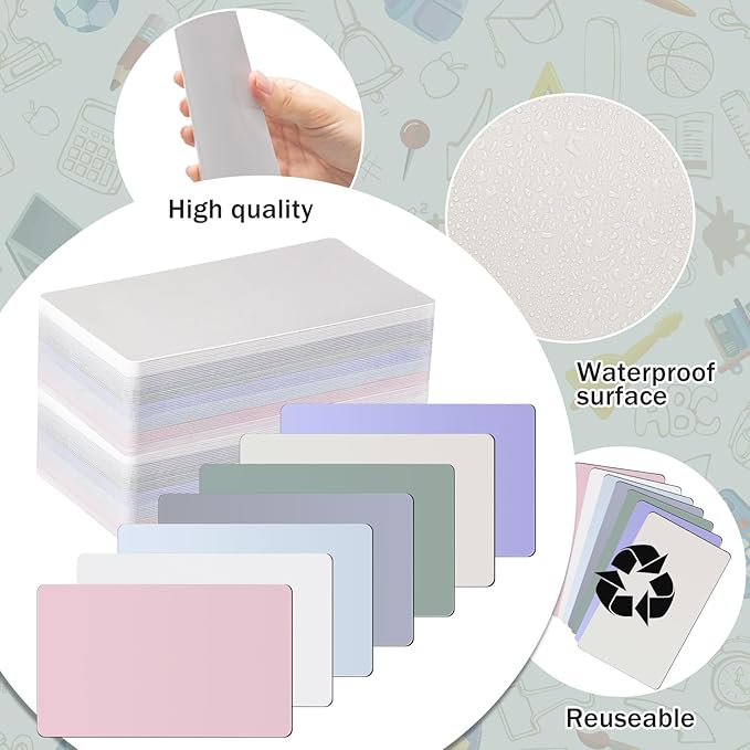 Harloon 100 Pcs Dry Erase Index Cards 3 x 5 Inch Laminated Reusable Dry Erase Note Cards Sheets for Office Home Housework to Do List(Morandi)