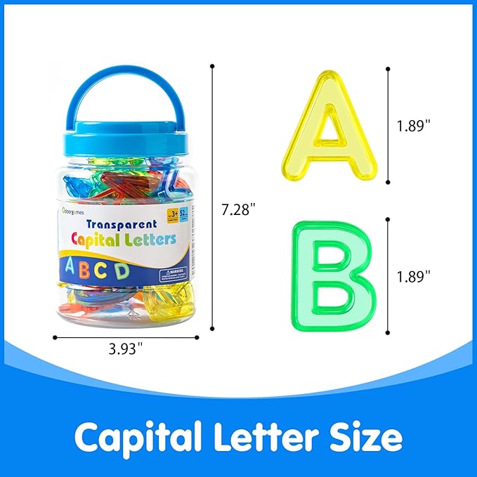 52 Pcs Translucent Capital Letters – Light Table Toys, Manipulatives and Accessories for Enhanced Learning & Fun