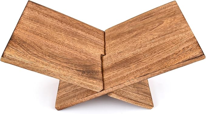Samhita Book Stands Mango Wood for Display & Reading for Cookbooks, Textbooks, Magazines & Recipes | Display Stand for Kitchen & Desk (16" X 10" X 8")