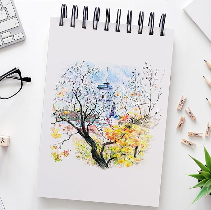 Sketch Book, 5.5" x 8.5" Sketchbook with 60 Sheets (68lb/100gsm), 1 Pack Drawing Pad Acid Free Drawing Book Sketch Pad forAdults Beginners Artists (1)