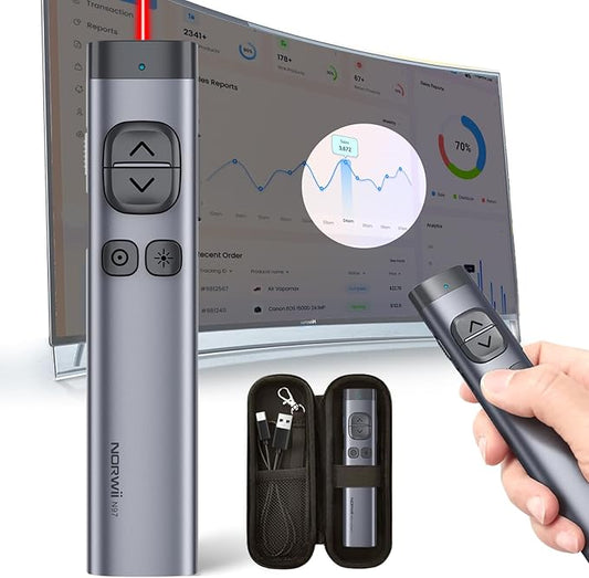 Norwii N97s TV Screen Presentation Clicker for powerpoint presentations, powerpoint clicker, Presentation Remote, Bluetooth Wireless Presenter, Digital Pointer for TV Screen Under Win/Mac