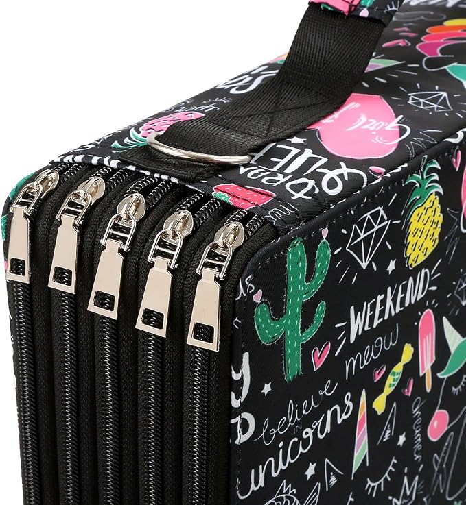600-Slot Colored Pencil Case, 5-Layer Zipper with Shoulder strap and Handle | Organizer Bag for Pencil Storage Case for Artist Painter Office Sketch Travel Supplies