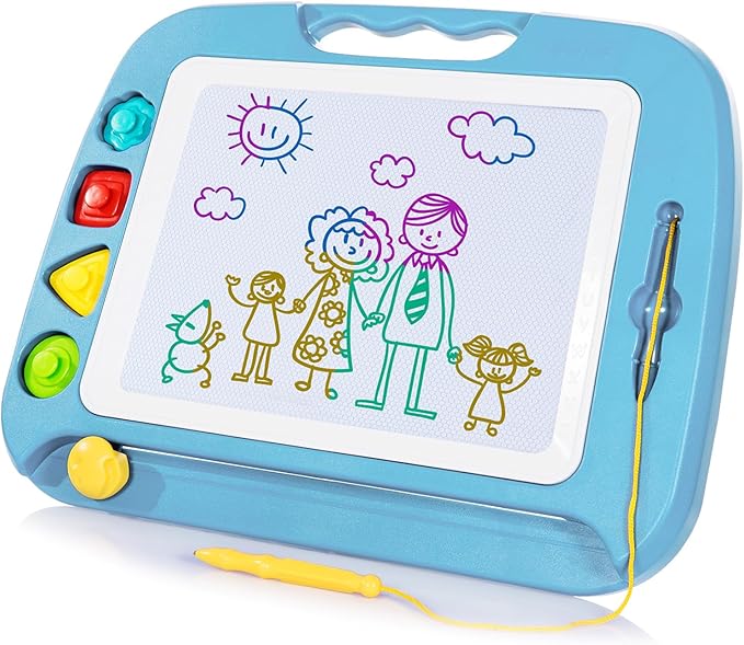 SGILE Toddler Toys for Kids, Large Magnetic Drawing Board for Birthday Gift, Toys for 1 2 3 4 Year Old Girls Boys, Etch & Sketch Pad with 4 Stamps, Learning and Educational, 16 ×13 in, Light Blue