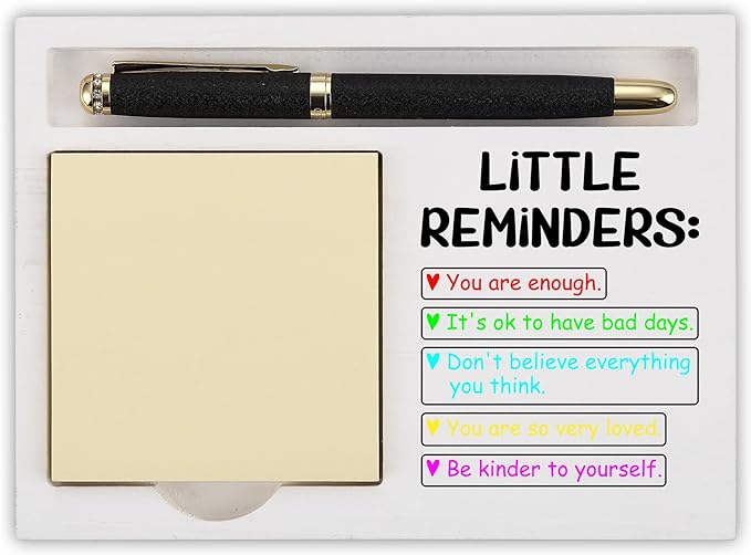 Little Reminders Sticky Note Holder for Desk, Motivational Office Organizer for Women Men, Inspirational Gifts for Coworker Friend Teacher Nurse, Birthday Christmas Appreciation Gift - FTB321