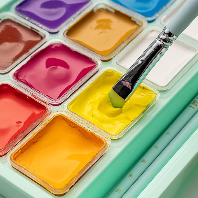 HIMI Gouache Paints Set, 18 Colors, 30g, jelly gouache paint set, Non Toxic Paint for Canvas and Paper, Art Supplies for Professionals, and More (Green Case