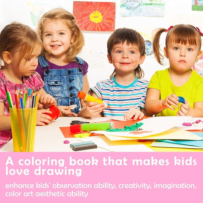 Unicorn Coloring Book Set with Coloring Pages & Colored Pencils, Art Supplies for Kids Ages 4-6-8, Arts Crafts Travel Coloring Kit for Girls 4 5 6 7 8 Year Old Birthday Gifts