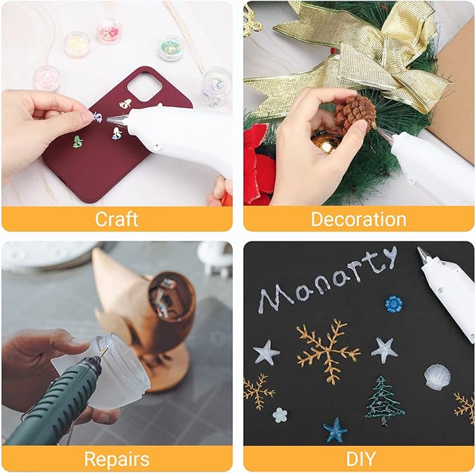 Manarty Black Craft Glue Gun Sticks, 0.43" Dia x 8" Long Full Size Hot Melt Glue Sticks for Fabric Adhesive Glue Sticks for DIY, Decoration, Car Dent Repair, Gluing Project, Wax Seal Stamp, 24 PCS
