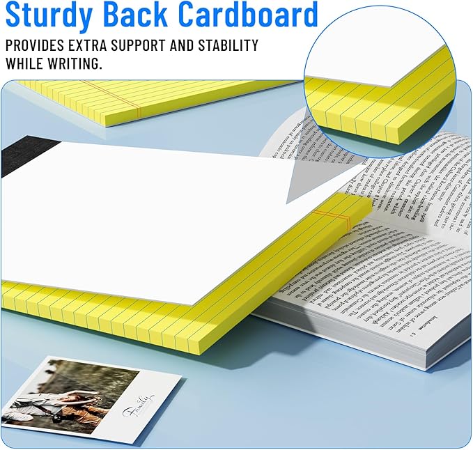 12pcs Legal Pads 8.5 x 11, Notepads 8.5 x 11 College Ruled Notebook, Writing Pads of Paper,Yellow Note Pads, Memo Pad Papers Perforate Legal Notepads Narrow Ruled Line,30 Sheets/Pack