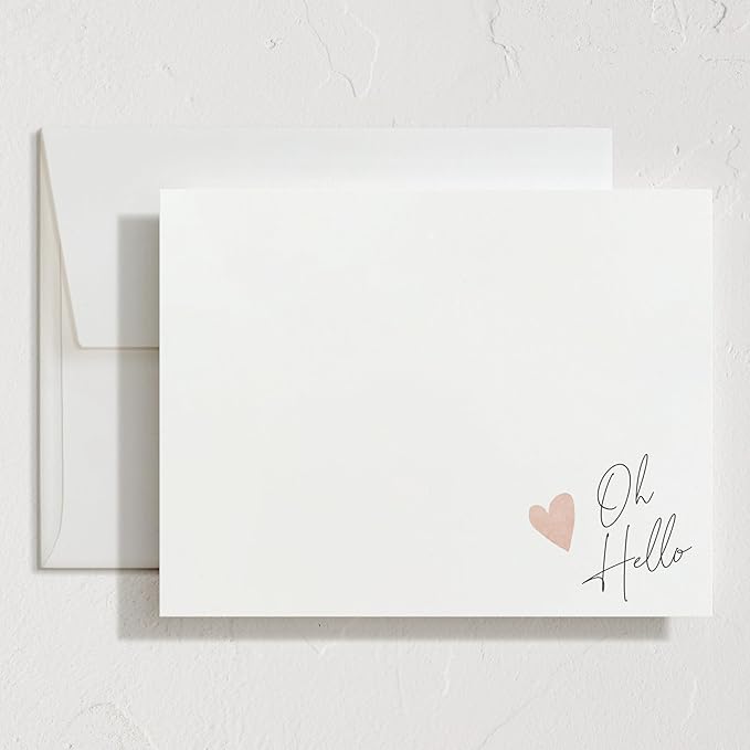 Minted Signed Heart Stationery Cards,10 Ct,Blank Cards and Envelopes For Thank You Notes, Invitations & Handwritten Messages, Note Cards Set, Gifts for Women, Blush Pink Color