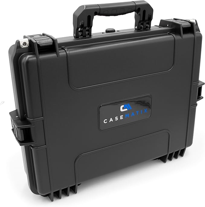 CASEMATIX Waterproof IP67 Laptop Hard Case for 15.6-17.3 inch Gaming Laptops & Accessories - Heavy Duty Hard Laptop Case with Foam Compatible with Asus Acer MSI Alienware Gaming Models & More