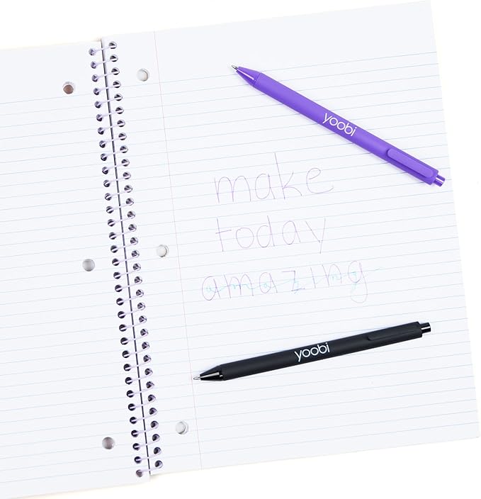 Yoobi Multicolor Gingham Spiral Notebook | 1 Subject Notebook College Ruled | 100 Perforated, 3-hole Punched Sheets | 2 Interior Pockets | PVC Free, FSC Certified Paper | For School, Office & College