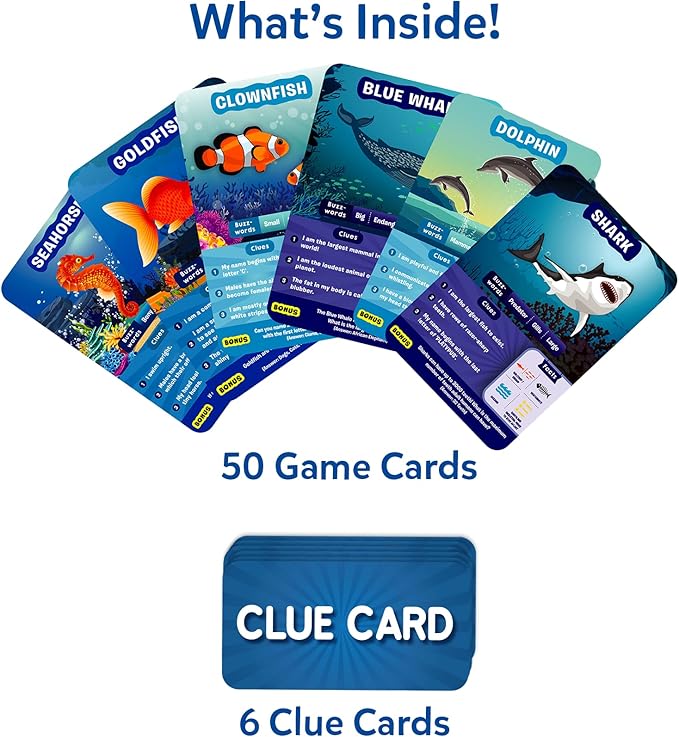 Skillmatics Guess in 10 Underwater Animals, Perfect for Boys, Girls, Kids, and Families Who Love Card Games, Toys, Board Games, Gifts for Ages 8, 9, 10 and Up