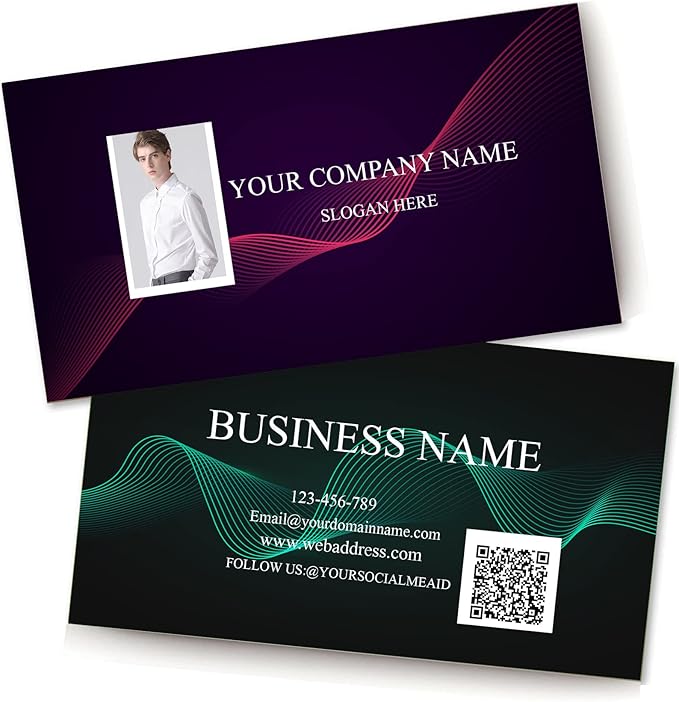 Customizable Printed Business Stock Cards -Single and Double-sided Color Printing - 3.5" x 2" - 100% Recycled Content (500/200 PCS) Premium Double-sided Print