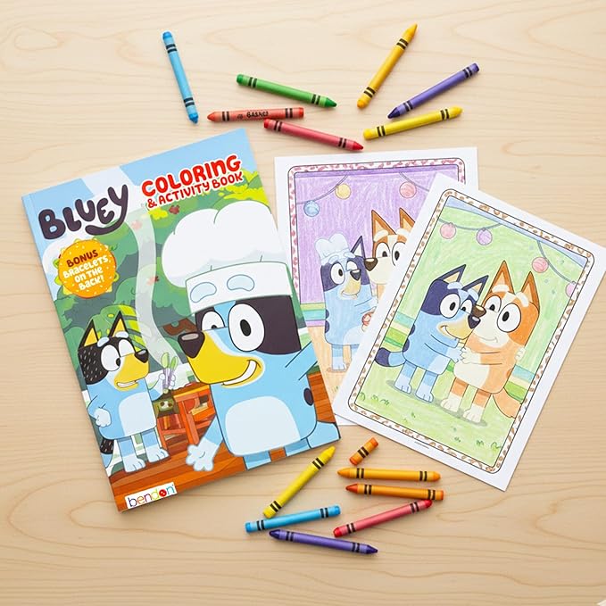 Bluey Coloring Books for Kids Ages 4-8 - Bundle with Cartoon Coloring Pages, Activities, Games Plus Stickers, More | Bluey Activity Book Set for Girls, Boys, Kids