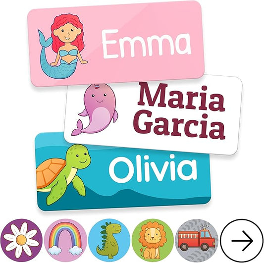 TagBuddy® Personalized Daycare Name Labels for Kids [140pcs] - Waterproof Name Stickers for School, Baby Bottles & Clothing - Custom Name Stickers - Washable Stick On Labels (1.2”x0.5”)