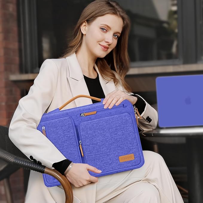 MOSISO 360 Protective Laptop Case 13.3 inch, 13-13.3 inch Laptop Sleeve Compatible with MacBook Air/Pro 13 / Pro 14,HP Dell Acer ASUS,Side Open Carrying Case with 4 Zipper Pockets&Handle, Royal Blue