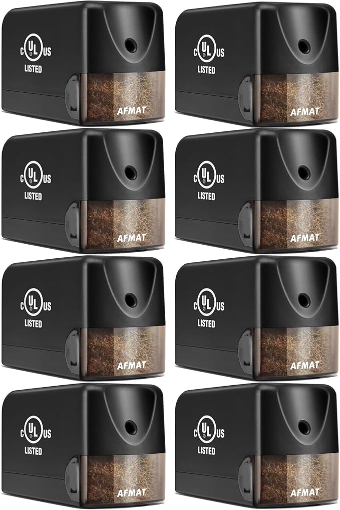 AFMAT 8 Pack Electric Pencil Sharpeners, Heavy Duty Pencil Sharpener for Classroom, 6.5-8mm No.2/Colored Pencils, UL Listed, 10,000+ Sharpenings for Home, Office, School, PS13