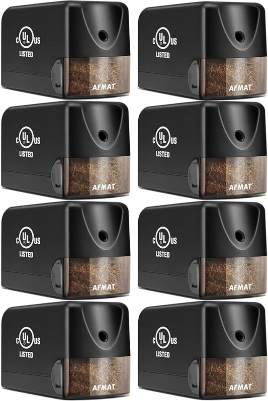 AFMAT 8 Pack Electric Pencil Sharpeners, Heavy Duty Pencil Sharpener for Classroom, 6.5-8mm No.2/Colored Pencils, UL Listed, 10,000+ Sharpenings for Home, Office, School, PS13