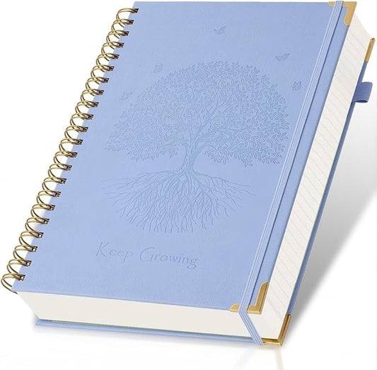 Blank Notebook, Spiral Sketch Book, 300 Page Hardcover Leather Sketchbook, No Bleed Thick Paper Sketchbook for Drawing, Small A5 Unlined Notebook Journal for Women Men, 8.5" x 5.5", Blue Sketch Books