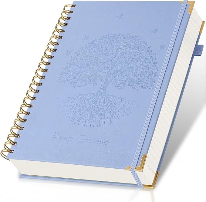 Blank Spiral Notebook, Sketch Book, 8.5" x 11", 300 Pages Hardcover Leather Sketchbook, Large Unlined Notebook Journal for Women Men, No Bleed Thick Paper Sketchbook for Drawing, Blue Sketch Books