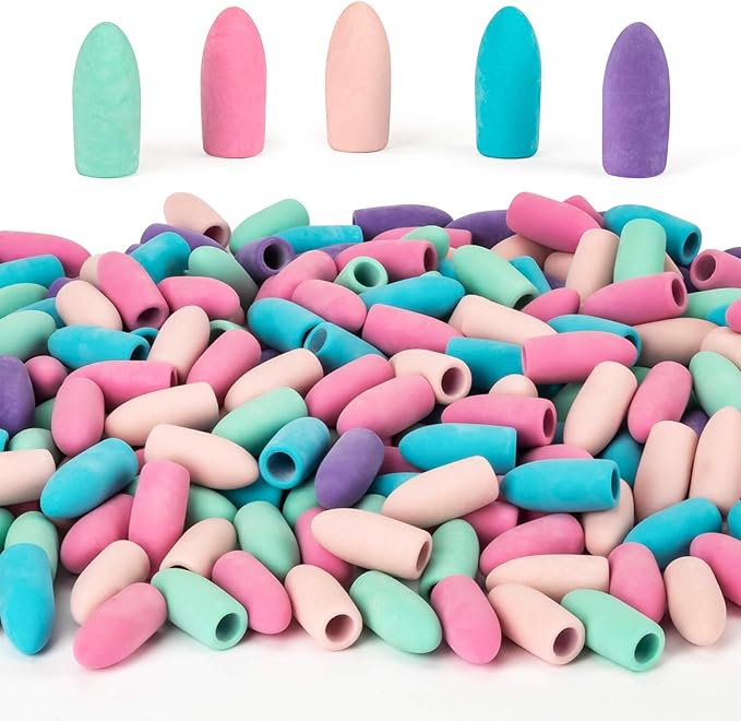 Sukh Cap Erasers for Pencils Pulk - Pencil Top Erasers 60 PCS Pencil Cap Toppers for Latex Free 5 Colors School Erasers Cap for Teachers Classroom Home and Office