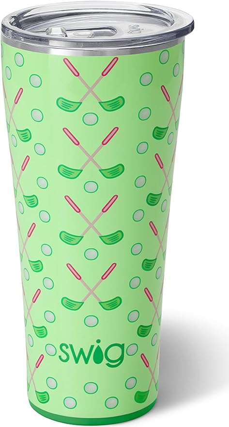 Swig Life 32oz Insulated Tumbler, Travel Coffee Tumbler with Lid, Cup Holder Friendly Travel Coffee Mug, Stainless Steel with Lid (Tee Time) ther