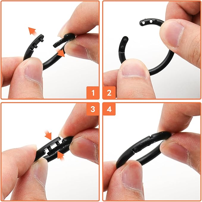 210 Pcs 3/4 Inch Plastic Binder Rings, Loose Leaf Binder Book Rings, Black Index Card Rings Binder Clip Rings for Flash Cards, Key Rings, Index Cards, Paper (20mm)