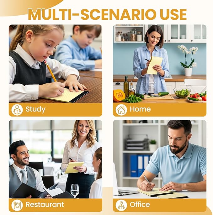 VITEVER Small Note Pads 5x8,[7 Pack] Narrow Ruled Legal Pads,Micro Writing Pads Perforated Lined Note Paper for Study,Office,To-Do Lists,30 Sheet/notepad,Light Yellow