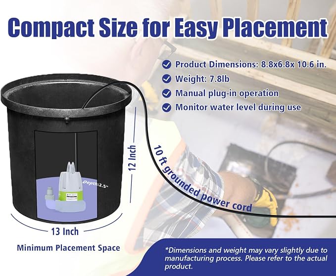 Green Expert 1/2 HP Submersible Utility Pump, 2500 GPH Portable Water Removal, Manual Plug-in Last-Inch Drain with Check Valve and Hose Adapters, 115V Sump Pump for Basement Pool Hot Tub