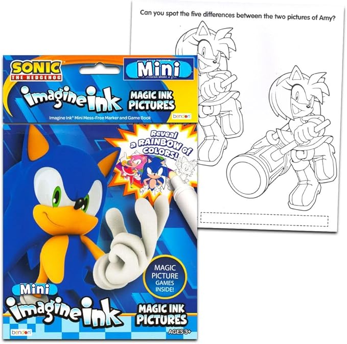 Bulk Imagine Ink Coloring Book Set for Boys - Bundle with 6 No Mess Coloring Books Featuring Sonic, Minecraft, Mickey Mouse, Spidey, Cars, and Bluey