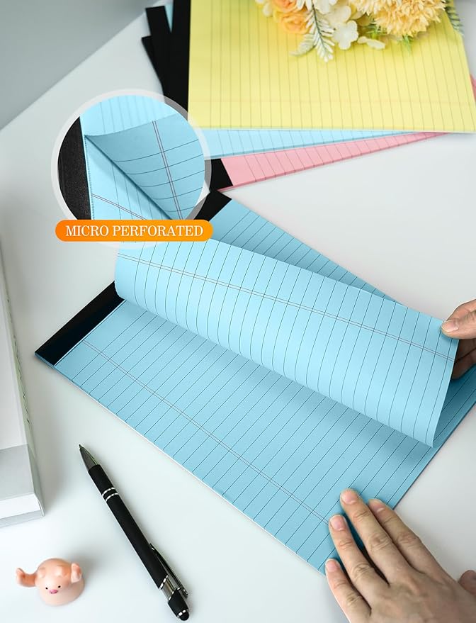 Zaviko Colored Legal Pads 8.5 x 11, 2 Pack Pink Notebook Paper 8.5 x 11, Note Pads 8.5x11 Notepad, Paper Pads 8.5x11 Writing Pads, Colored Lined Pads of Paper, Wide Ruled, 30 Sheets/Pad