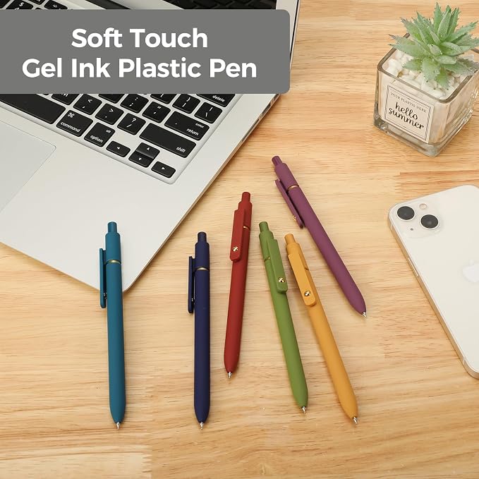 Ddaowanx Gel Pens,6 Pcs 0.5mm Retractable Quick Dry Black Ink Pens (Pack of 2)