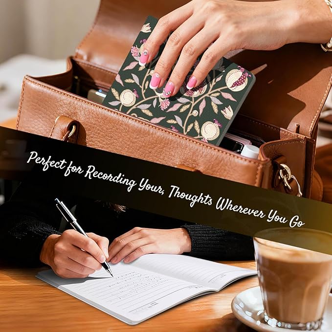 Stitched Composition Notebooks 2-Pack with Unique Art Designed Cover, A5 Lined Diary (8.2"L*5.5"W), Lay Flat Design, Thicked Paper Writes Smoothly for School and Office (Pomegranate)