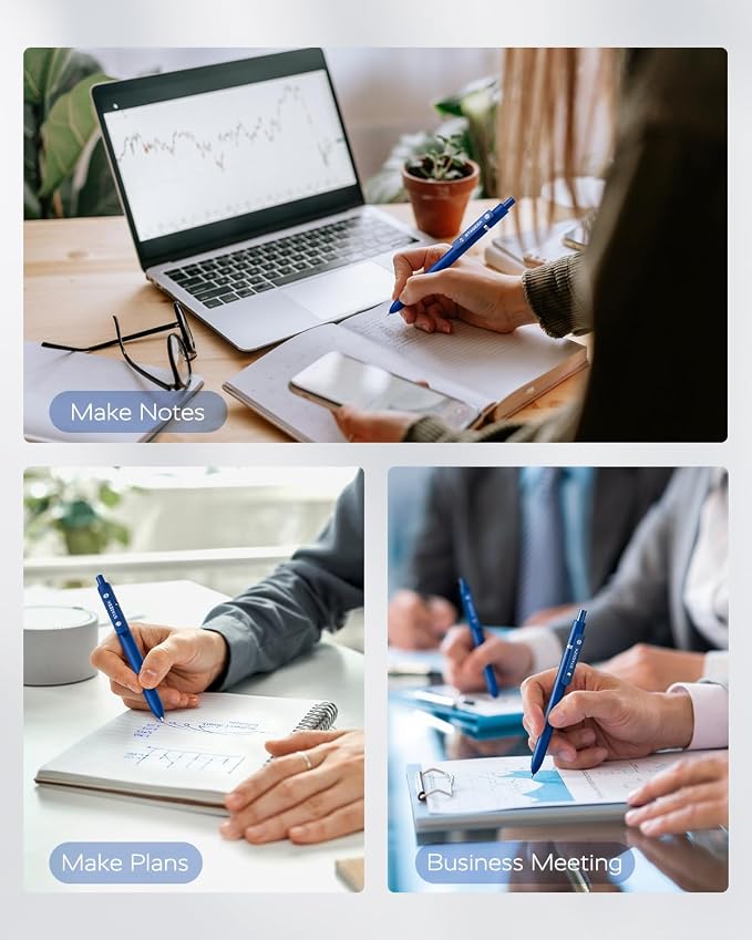 STAGEEK GX3 Blue Gel Pens, 6Pcs Quick Dry Smooth Writing Pen with 3 Refills | Blue Ink Pens, 0.7mm Fine Point, Retractable, Office, School Supplies, Journaling & Note Taking, for Nurses, Teachers