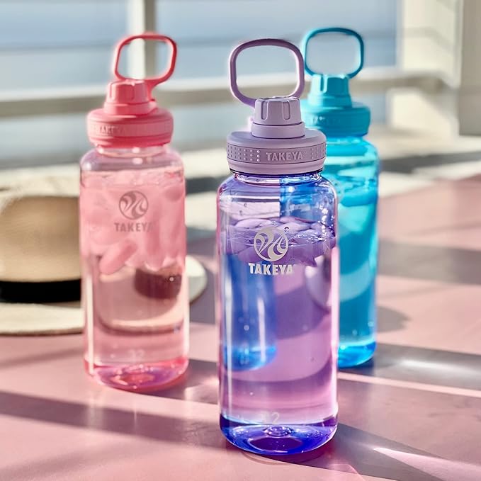 Takeya Tritan Sport Water Bottle with Spout Lid - BPA-Free & Dishwasher-Safe Water Bottle - Reusable Bottle with Lid Handle - Simple Leak-Proof Water Bottle - 32 oz, Breezy Blue
