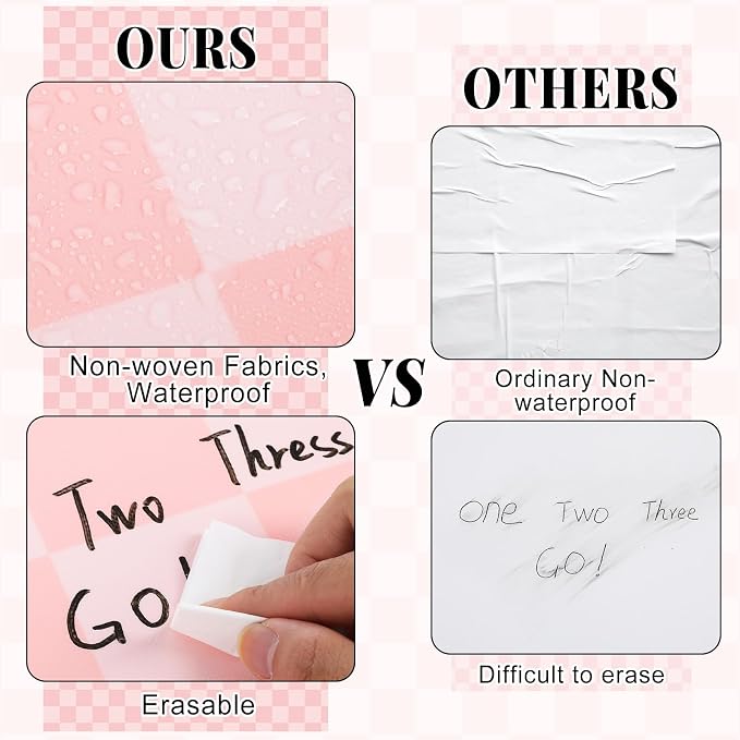 Pink Checkered Bulletin Board Roll Non-Woven Fabric Poster 15.7" x65.6ft