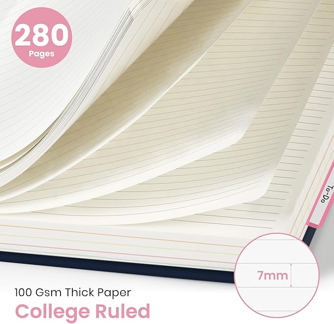 Large Spiral Notebook with Dividers & Tabs, 8.5" x 11" Hardcover 5 Subject Notebook for Work, 280 Pages, College Ruled, Cute Journal for Women, Perfect for Study & Office Note Taking, Nocturne Garden