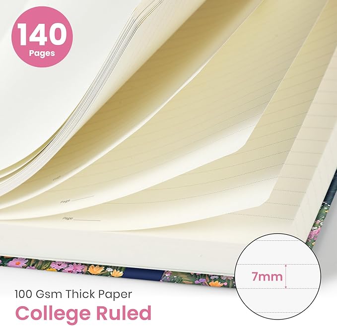 Taja Spiral Lined Journal for Women, Notebook for Work with Pretty Cover, 140 College Ruled Pages, Hardcover Notebook for Journaling, Note Taking, Bible Study, Dreamscape Hills