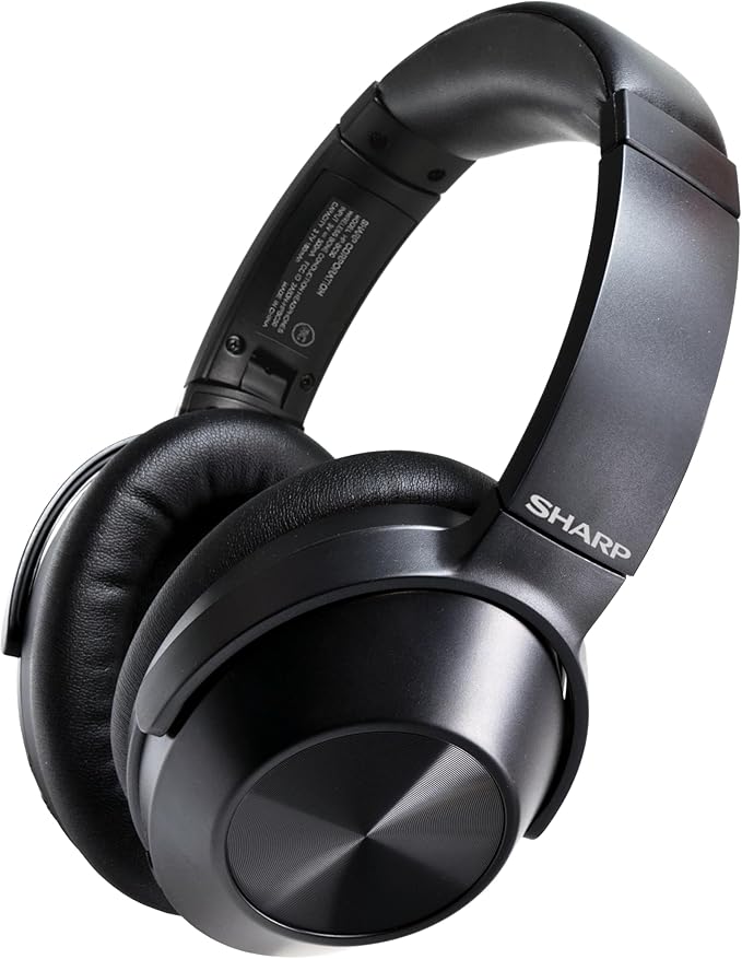Sharp Noise Cancelling Bluetooth Headphones | Wireless Over Ear Headphones | Bluetooth Headset with Microphone | 20 Hours of Talk & Music Time | 33 FT Operating Range | HP-60(K), Black