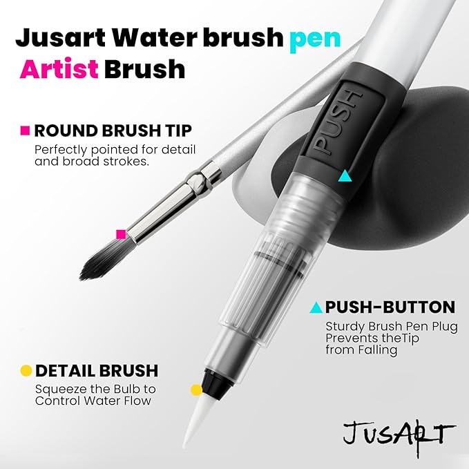 JusArt 108 Colors Watercolor Paint Set,Art Supplies with Metallic Color, Detail Painting Brushes, Water Brush Pens, Portable Travel Watercolor Painting Set for Adult, Artists, Professionals