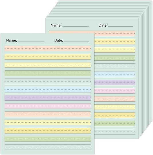 OBUSATT 50 Sheets Multi-Color Raised Line Paper Kindergarten Practice Tactile Writing Papers with 0.5inch Spacing Primary Handwriting Tablet for Kids Teachers Sensory with Line 8.5 x 11 Inch