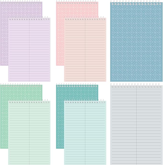 Lincia Top Spiral Steno Pads 6'' x 9'' Gregg Rule Inner Paper Steno Books Notebook Writing Pad for Note Taking in Office, University, College, Work(Mix Color,10 Pcs)